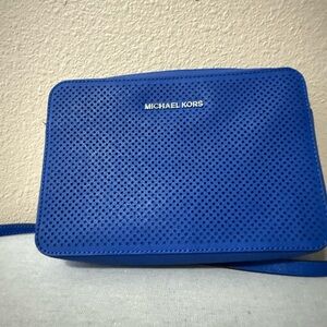 Michael Kors Blue Perforated Crossbody Bag